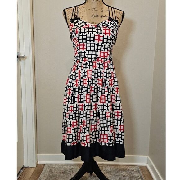 Milly Heidi Silk Red/Black Sundress Size 4 - Picture 2 of 10